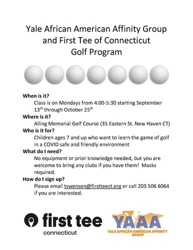 YAAA and First Tee of Connecticut Golf Program Flyer